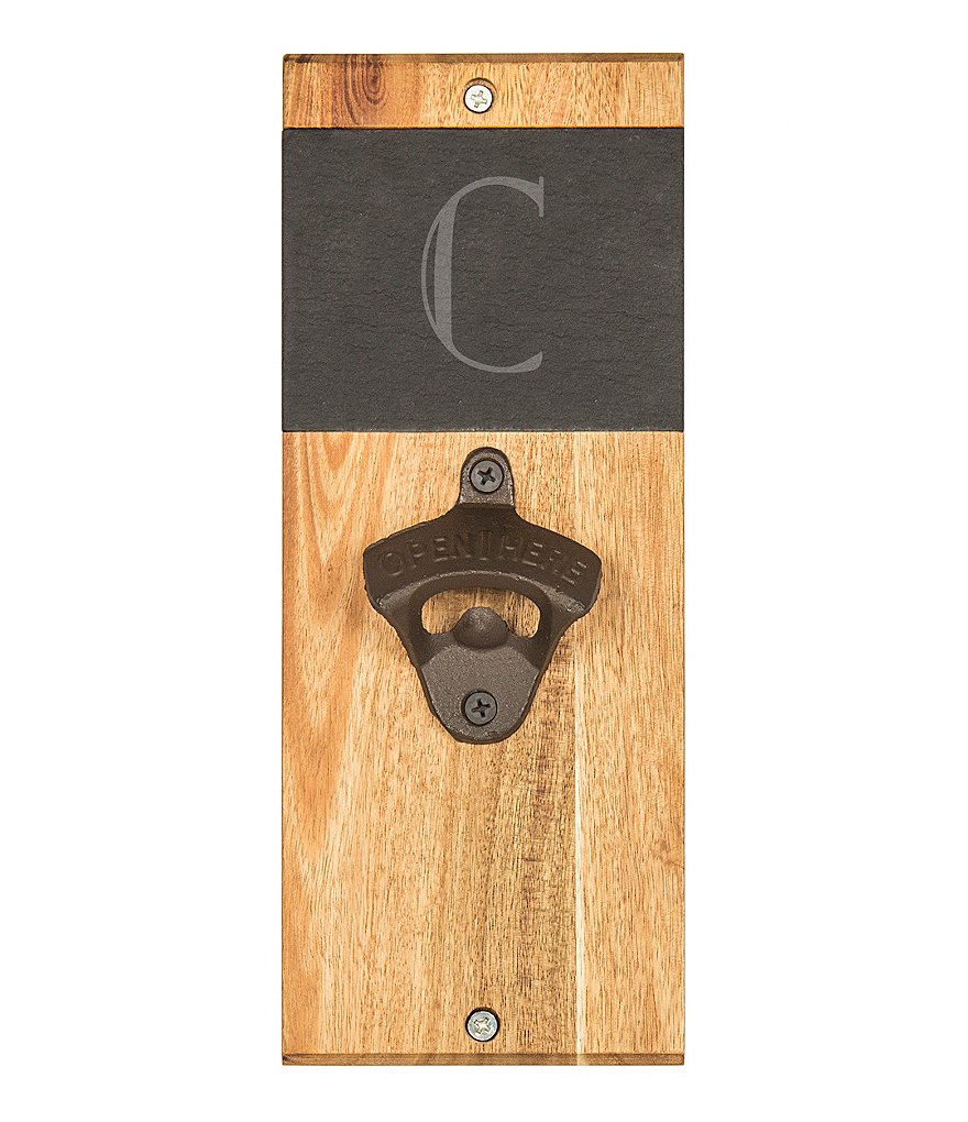 Cathy's Concepts Initial Slate & Acacia Wood Wall-Mount Bottle Opener
