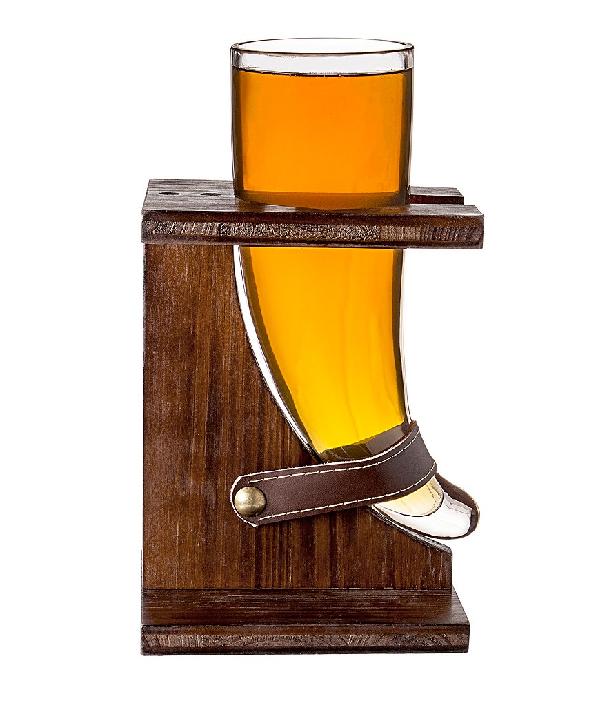 Cathy's Concepts Personalized 16-oz. Glass Viking Beer Horn with Rustic Stand
