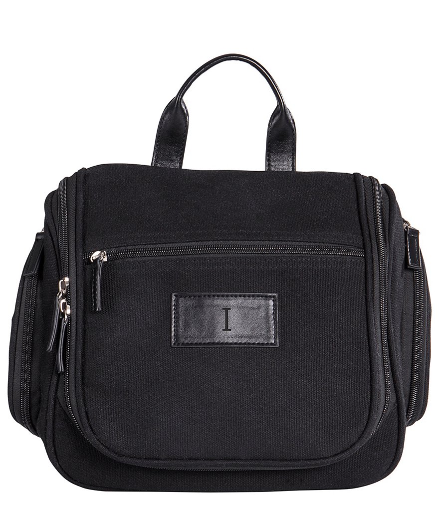 Cathy's Concepts Personalized Men's Waxed Canvas and Leather Hanging Toiletry Bag