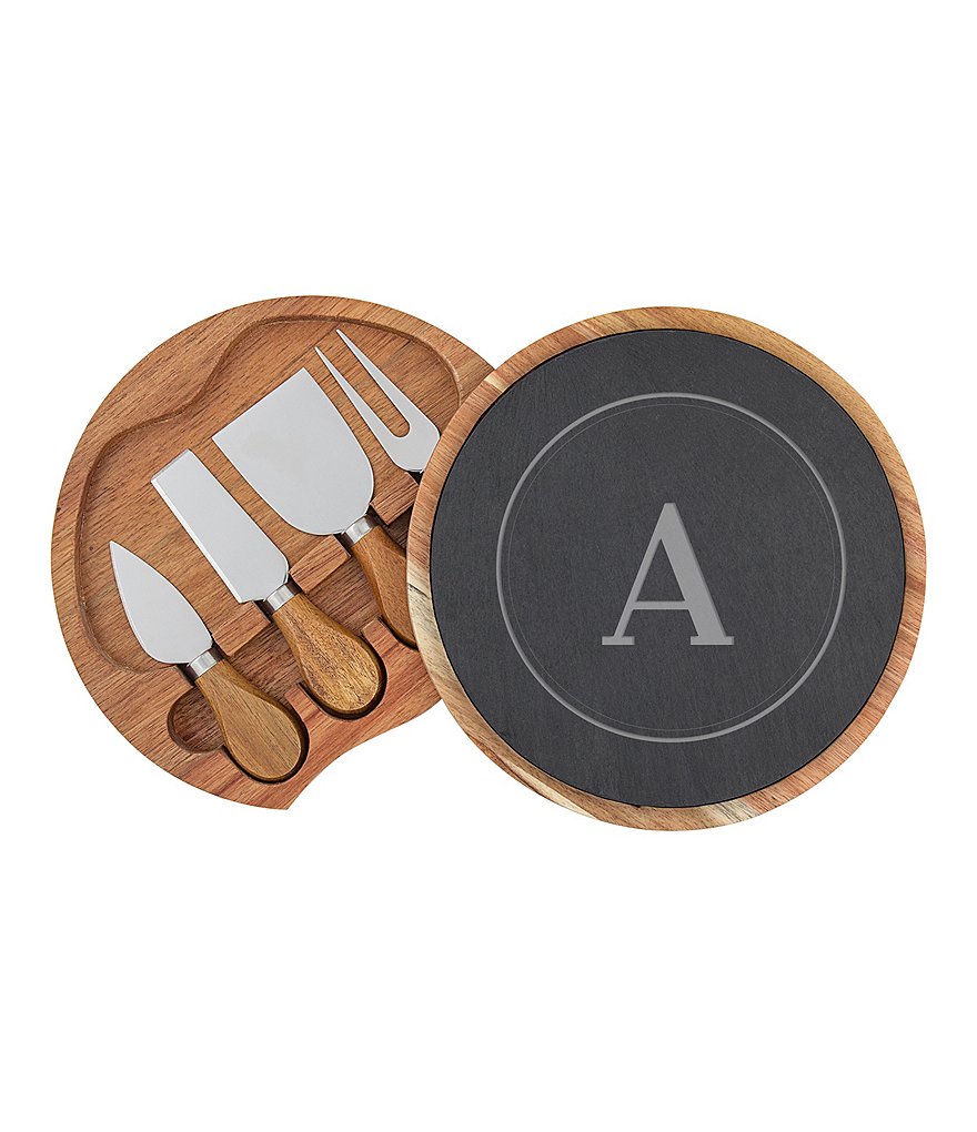 Cathy's Concepts Personalized Slate and Acacia Cheese Board with Utensils