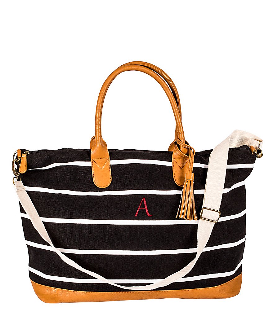 Cathy's Concepts Personalized Striped Canvas Oversized Weekender Tote