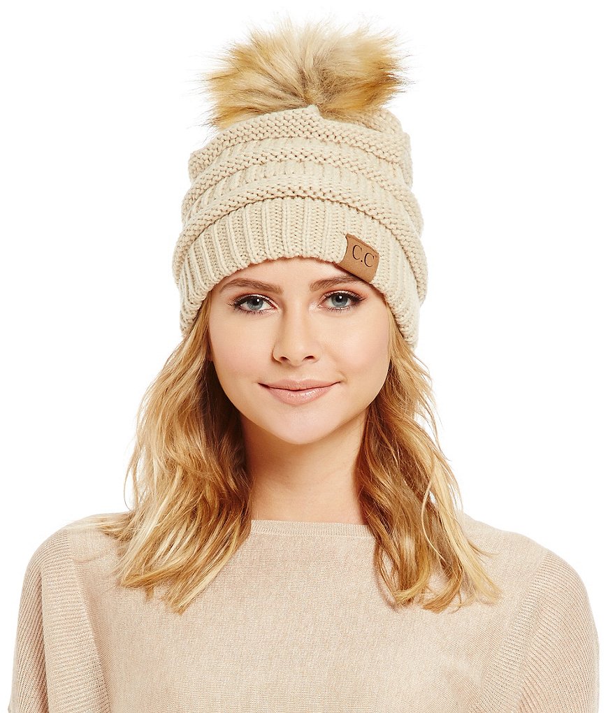 C.C. Beanies Faux-Fur Pom Beanie