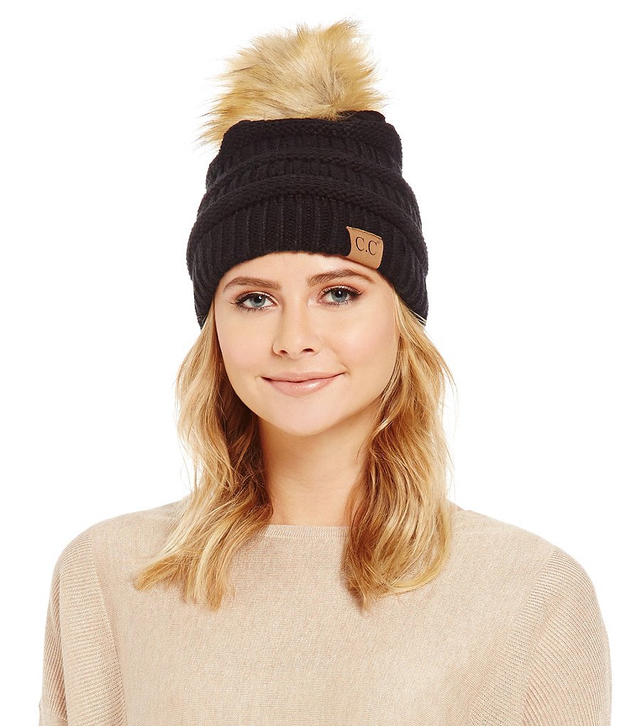 C.C. Beanies Faux-Fur Pom Beanie