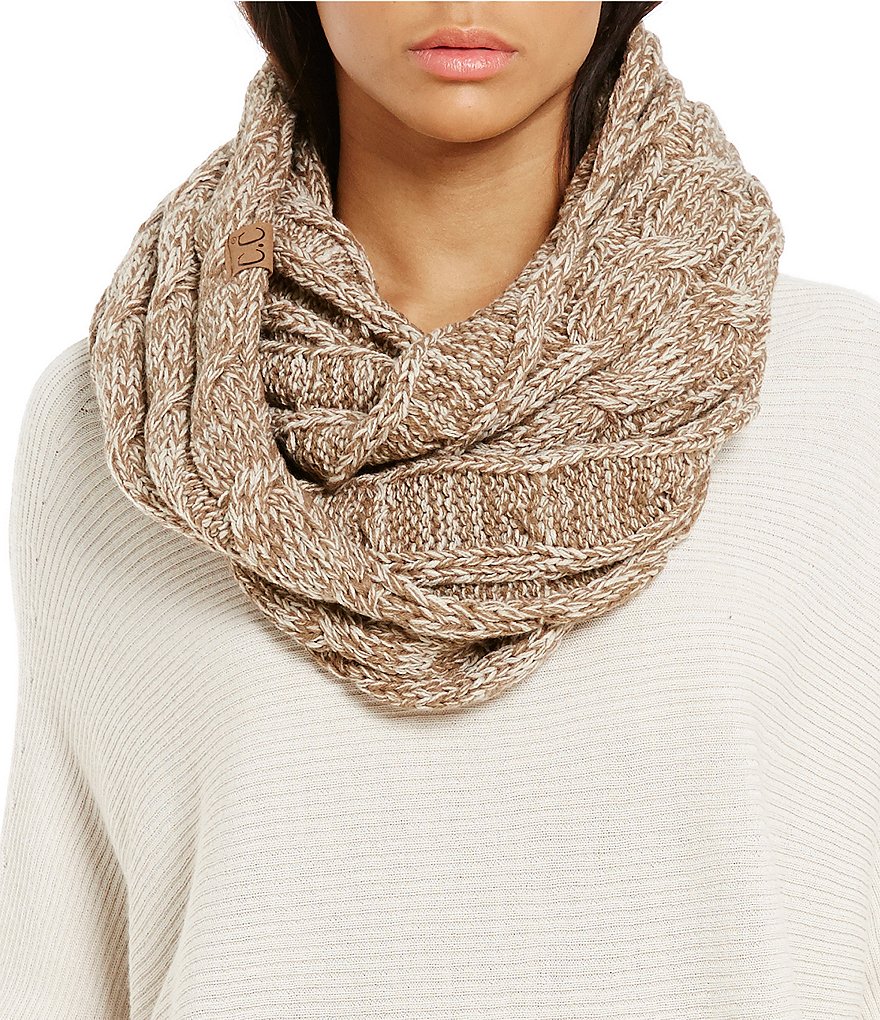 C.C. Beanies Marled Yarn Crochet Infinity Scarf