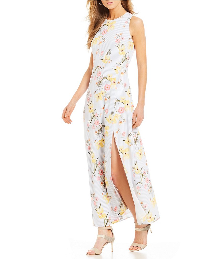 CeCe Botanical Blooms Floral Print Maxi Dress