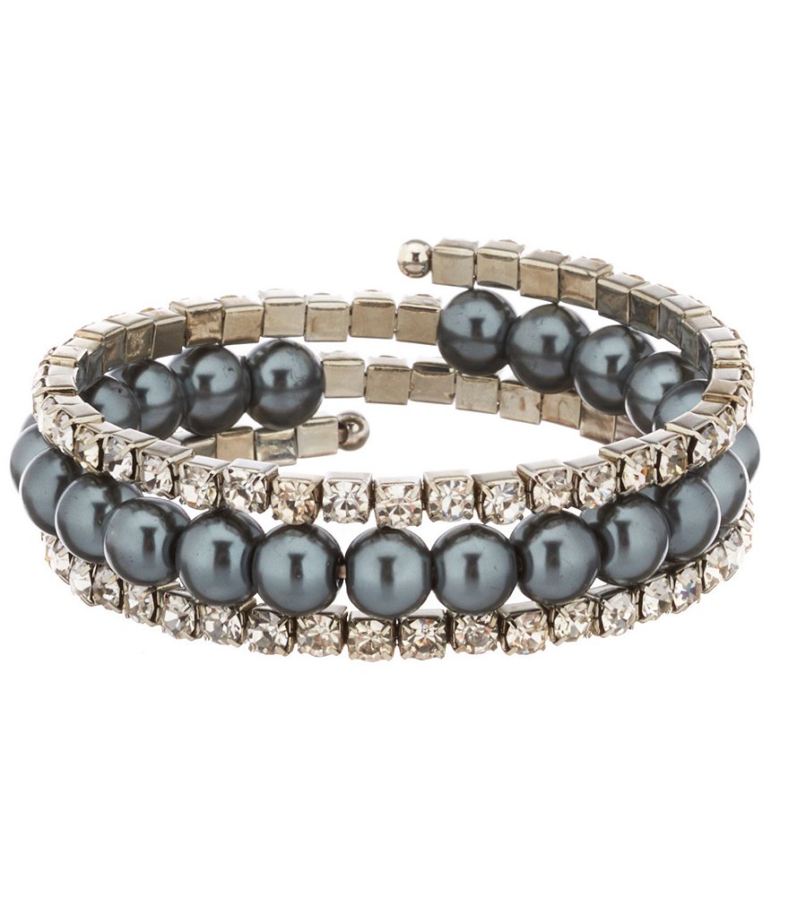 Cezanne Rhinestone & Faux-Pearl Coil Bracelet