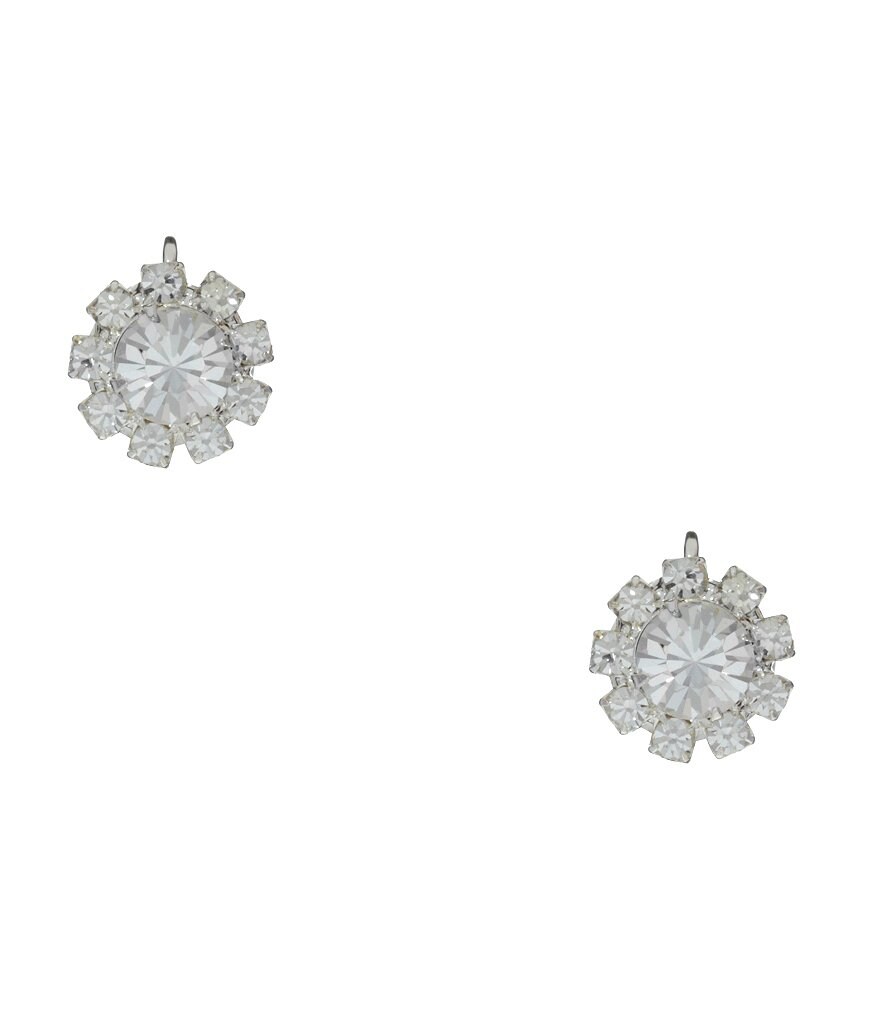 Cezanne Crystal and Rhinestone Flower Stud Clip Earrings