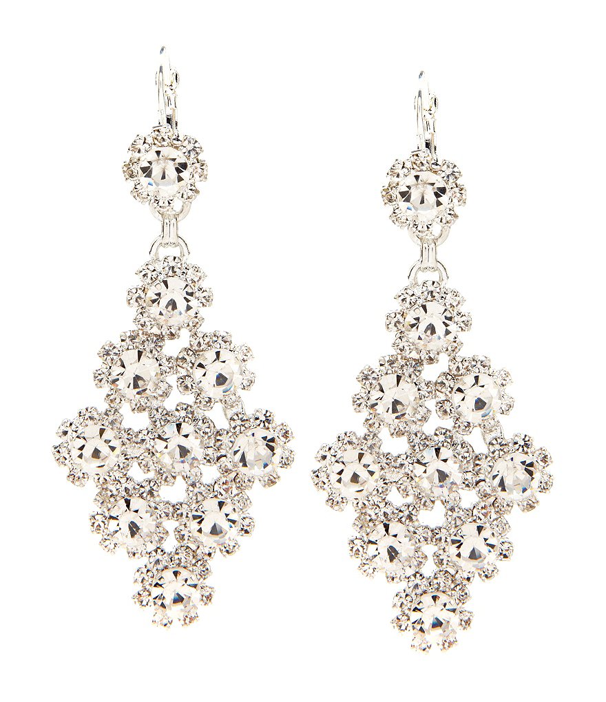 Cezanne Kite Shaped Rhinestone Chandelier Statement Earrings