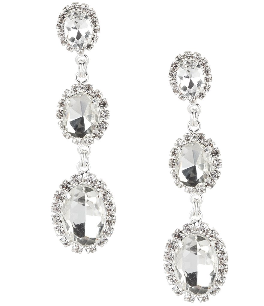 Cezanne Oval Trio Rhinestone Drop Earrings
