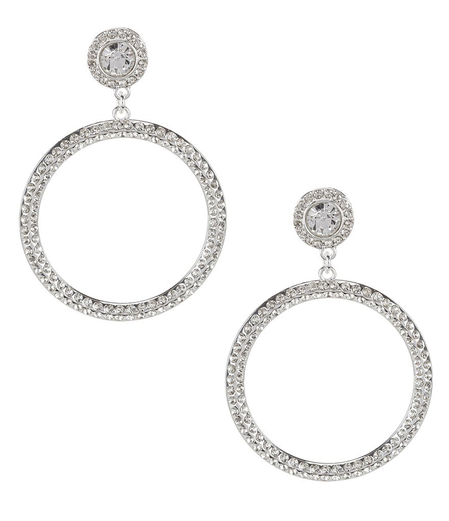 Cezanne Pavé and Rhinestone Statement Hoop Earrings