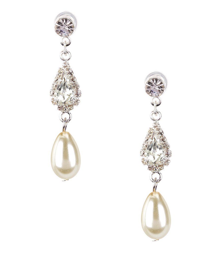 Cezanne Faux-Pearl & Rhinestone Double-Drop Earrings