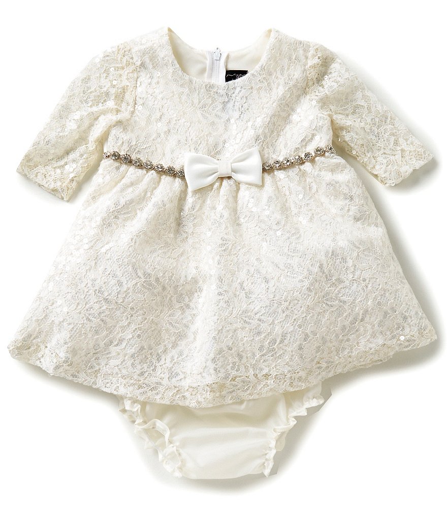 Chantilly Place Baby Girls 12-24 Months Lace Rhinestone-Trim Dress