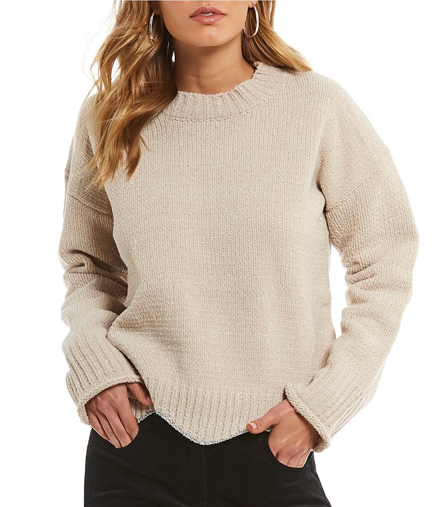 Chelsea & Violet Lurex Metallic Hem Sweater