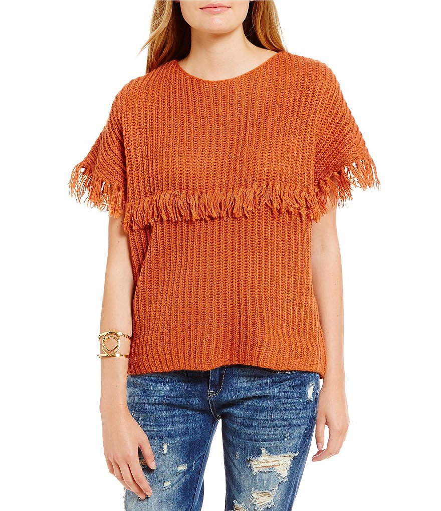 Chelsea & Violet Boat-neck Sweater with Fringe