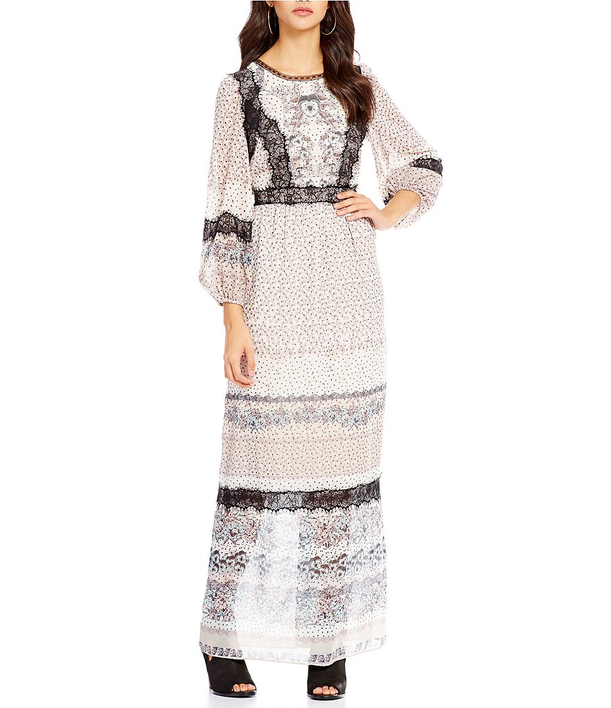 Chelsea & Violet Lace Detail Print Dress