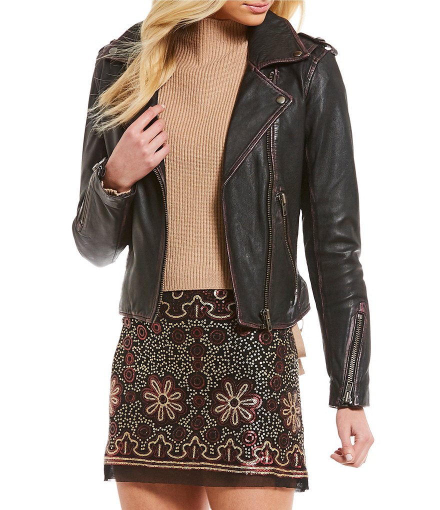 Chelsea & Violet Genuine Leather Moto Jacket