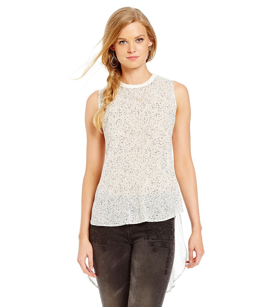 Chelsea & Violet Printed High Low Woven Tank