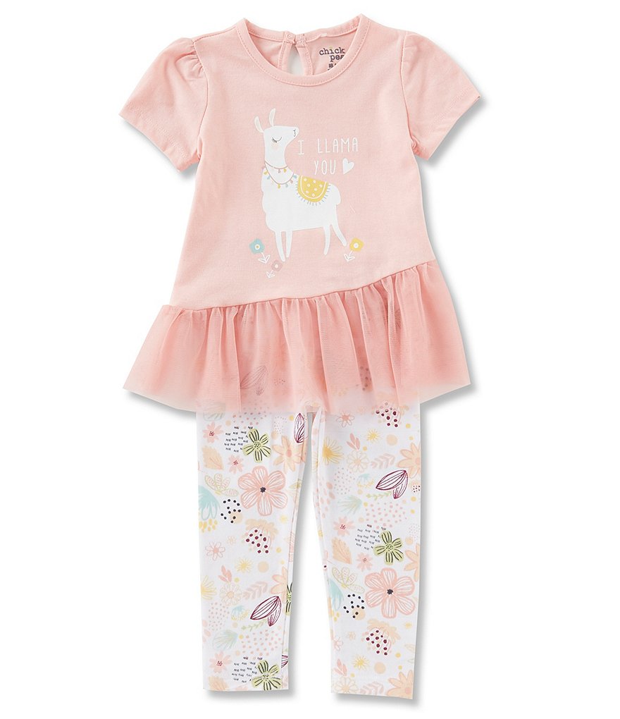 Chick Pea Baby Girls 12-24 Months Llama Short Sleeve Tunic & Printed Leggings Set
