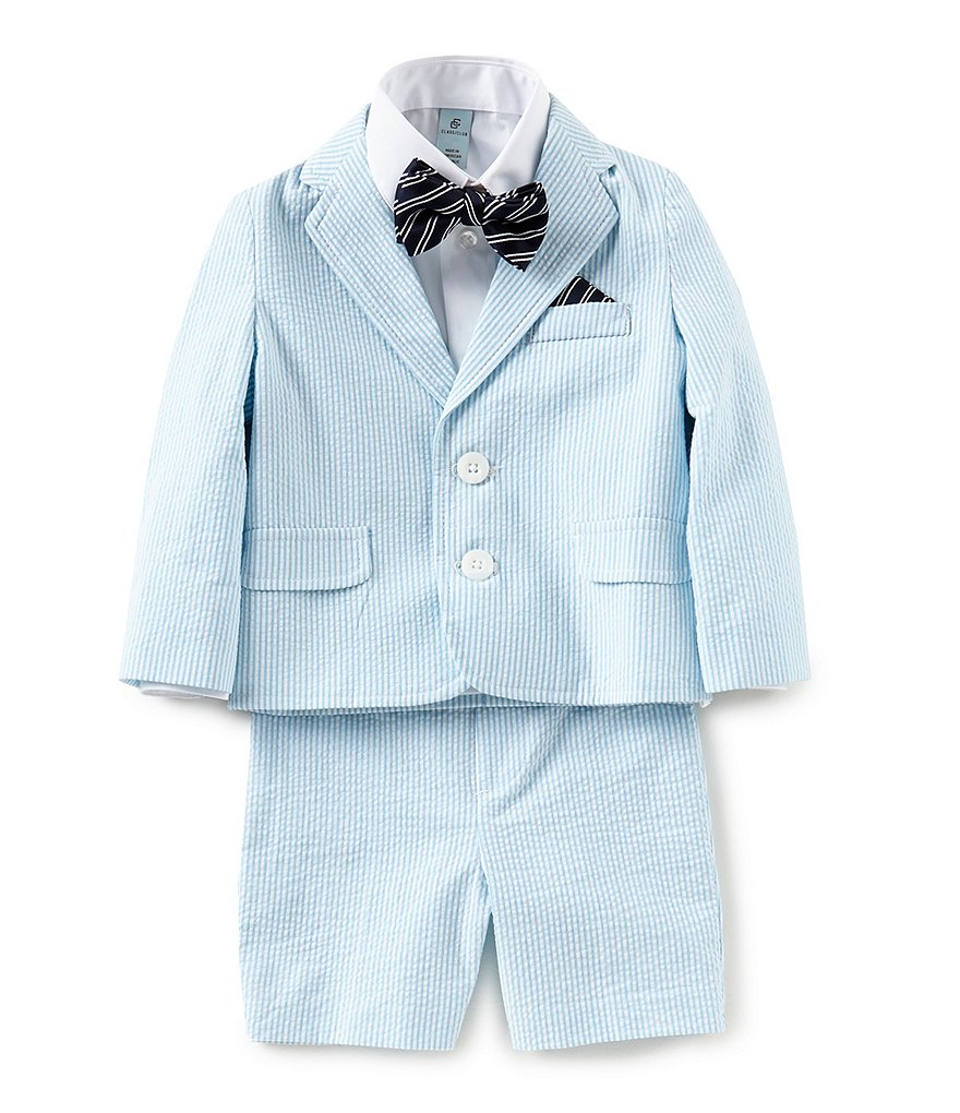 Class Club Little Boys 2T-7 Button-Down Shirt, Striped Jacket, Shorts, & Bow Tie 4-Piece Suit Set