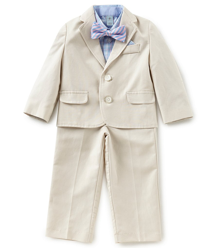Class Club Little Boys 2T-7 Checked Button-Down Shirt, Jacket, Pants, & Striped Tie 4-Piece Suit Set