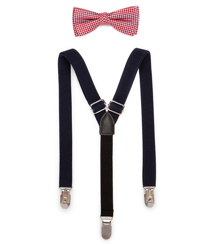 Class Club Boys Textured Bow Tie & Suspenders Set