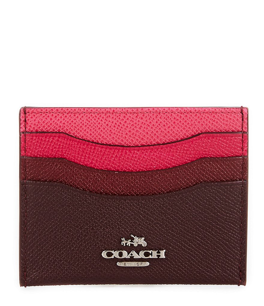 COACH FLAT CARD CASE IN COLOR BLOCK LEATHER