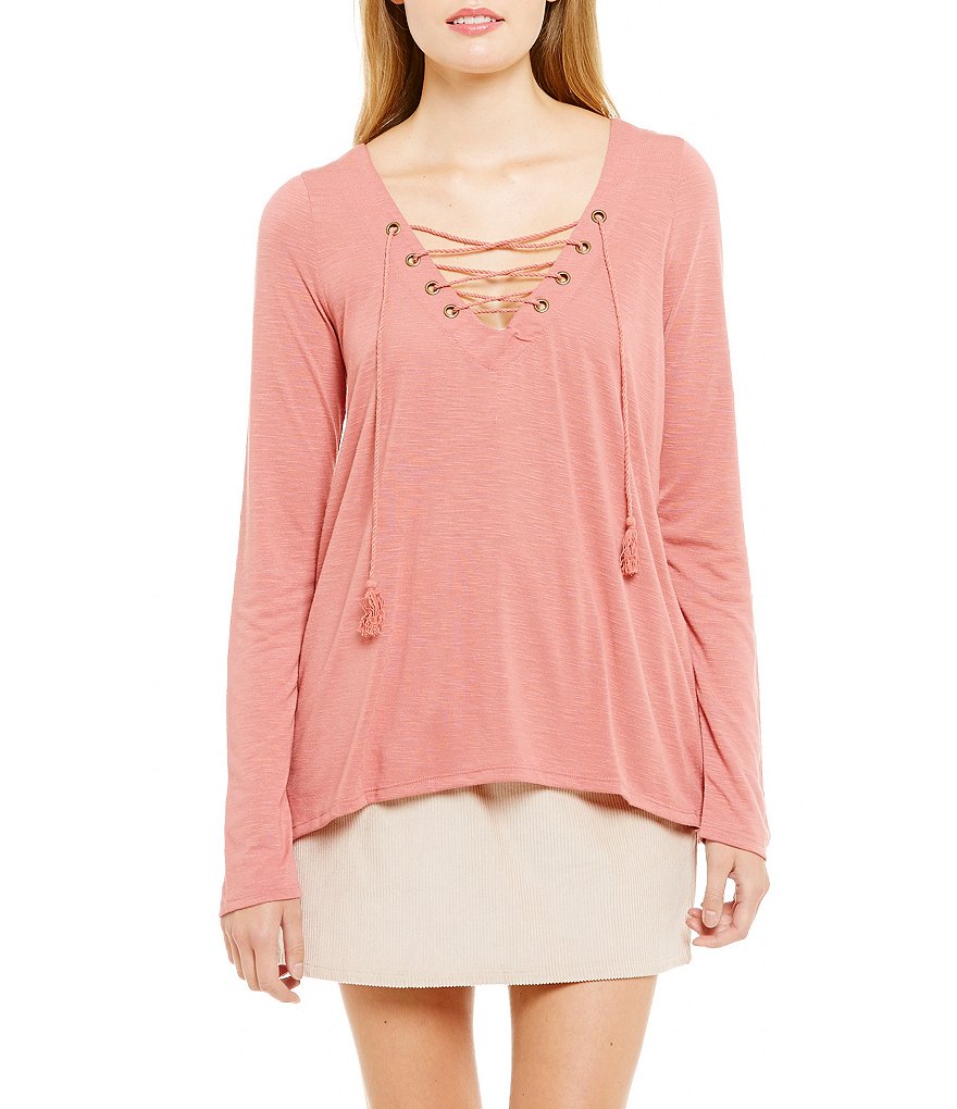 Coco + Jaimeson Lace-Up Appliqué Back Top