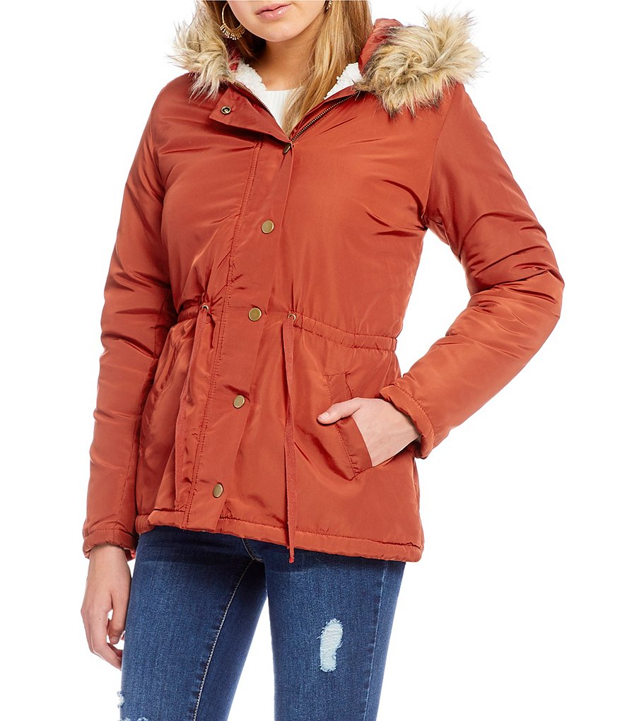Copper Key Faux Fur Hooded Anorak Jacket