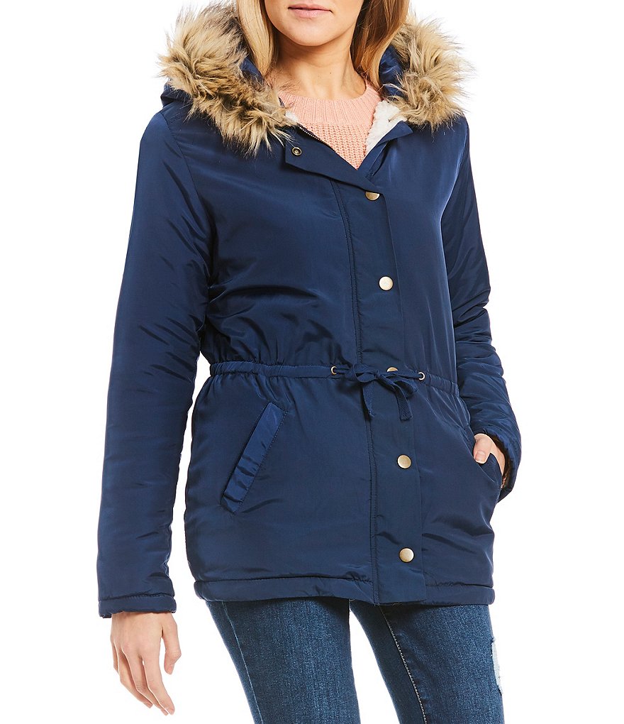 Copper Key Faux Fur Trimmed Hooded Anorak Jacket