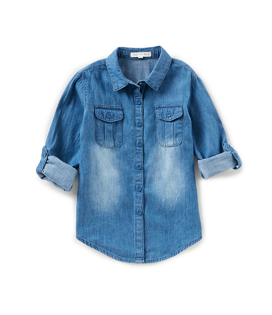 Copper Key Little Girls 4-6X Button-Down Chambray Top