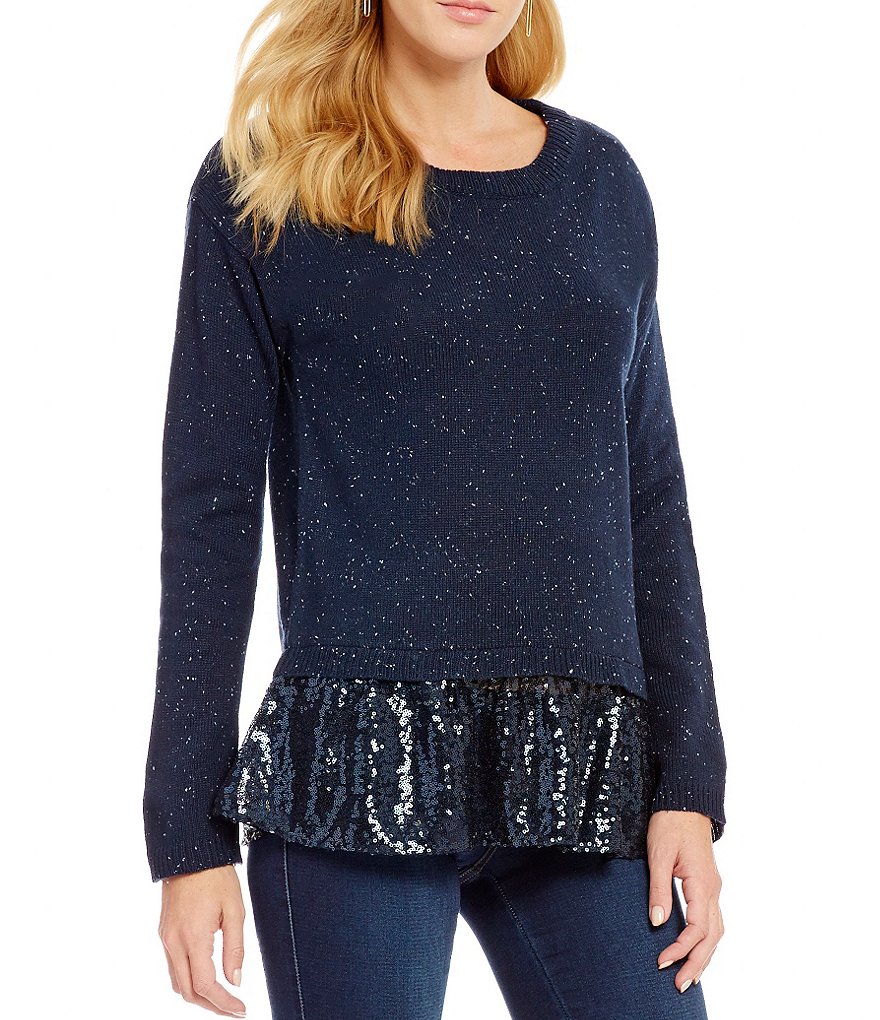 Copper Key Sequin Hem Sweater