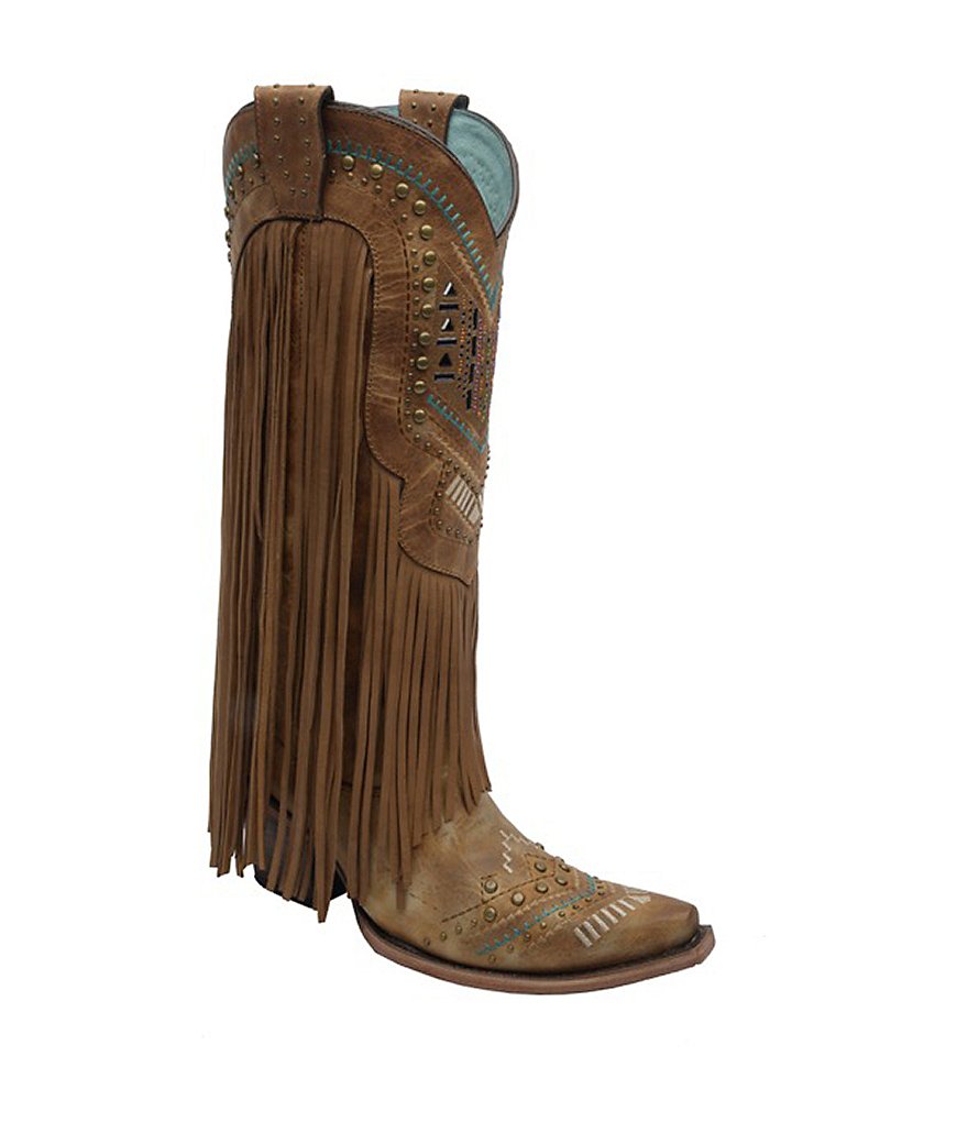 Corral Boots Fringe Snip-Toe Boots