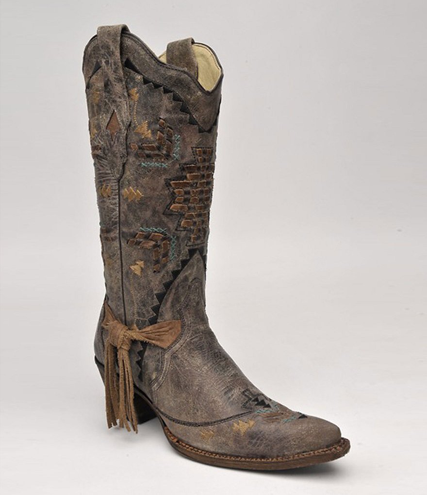 Corral Boots Laser Woven Tassel Boots