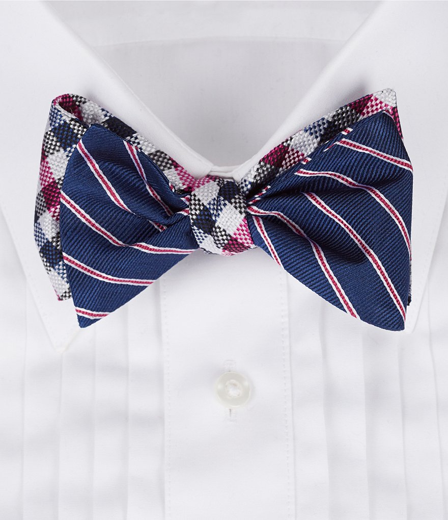 Cremieux Gingham Stripe Silk Bow Tie