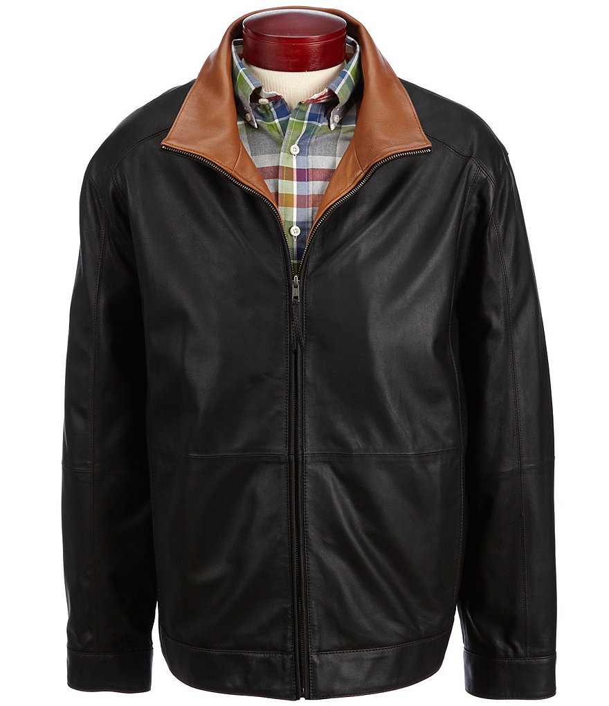 Cremieux Lightweight Leather Bomber Jacket