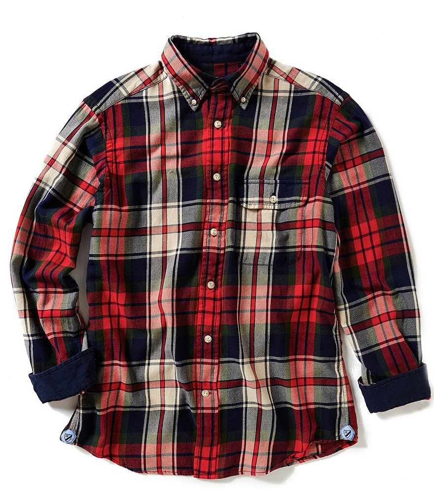 Cremieux Long-Sleeve Elbow Patch Plaid Twill Woven Shirt