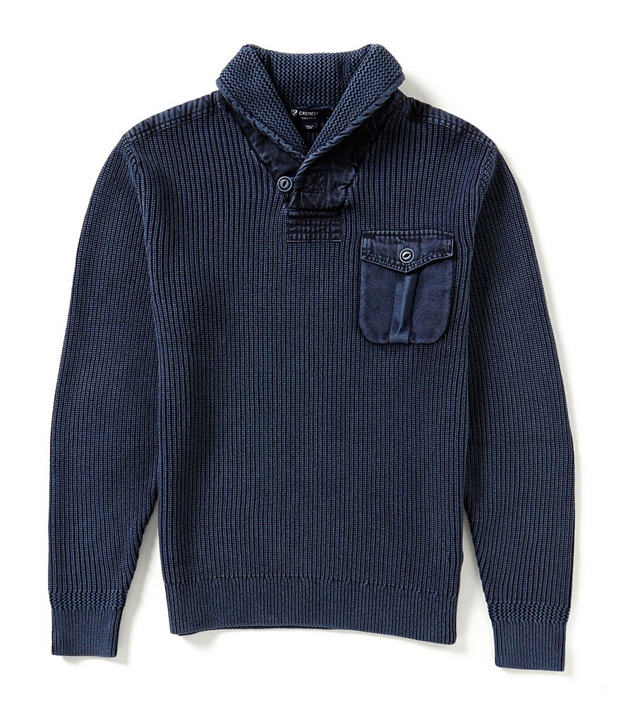 Cremieux Highland Peaks Collection Elbow-Patches Shawl Collar Sweater
