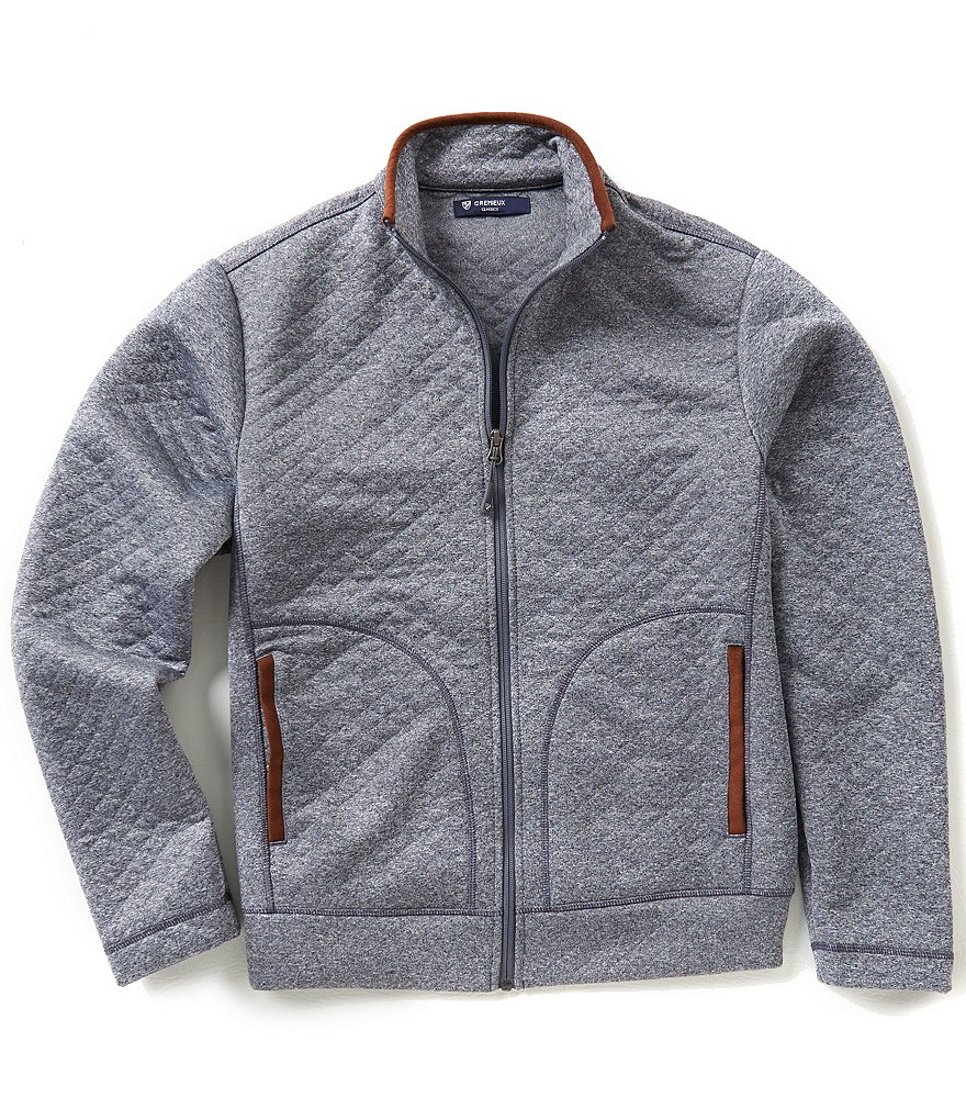 Cremieux Long-Sleeve Elbow-Patch Full-Zip Sweater