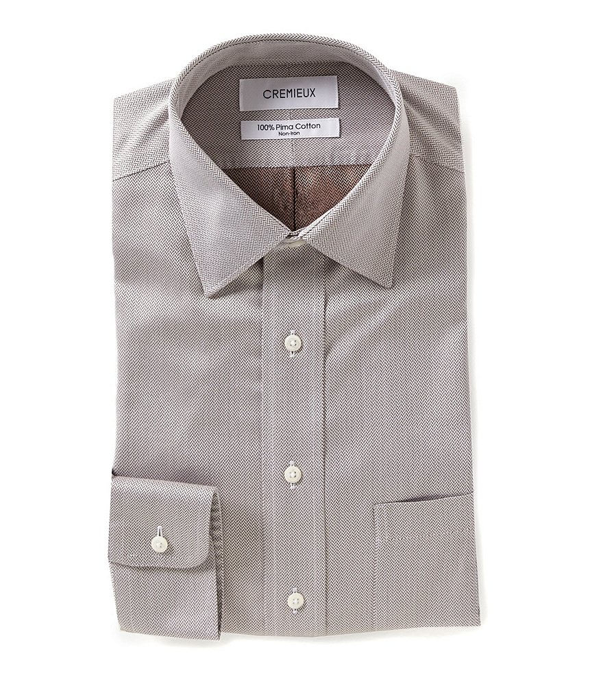 Cremieux Non-Iron Herringbone Classic Fitted Spread-Collar Dress Shirt