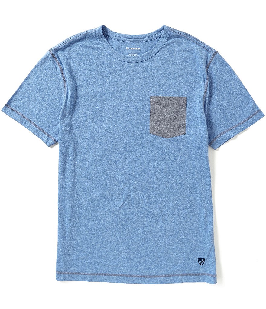 Cremieux Short-Sleeve Snow Slub Jersey Crewneck Pocket Tee