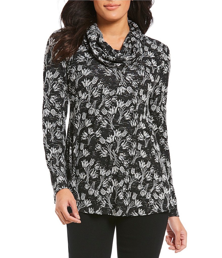 Cupio Cowl Neck Printed Tunic
