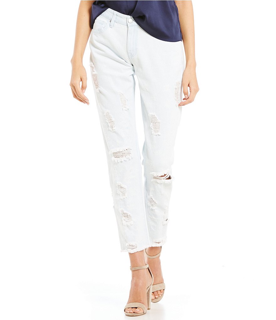 C&V Chelsea & Violet Destructed Raw Hem Tomboy Jeans
