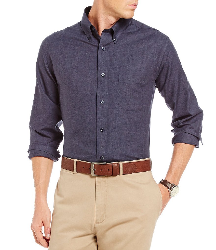Daniel Cremieux Signature Big & Tall Long-Sleeve Solid Heather Woven Shirt