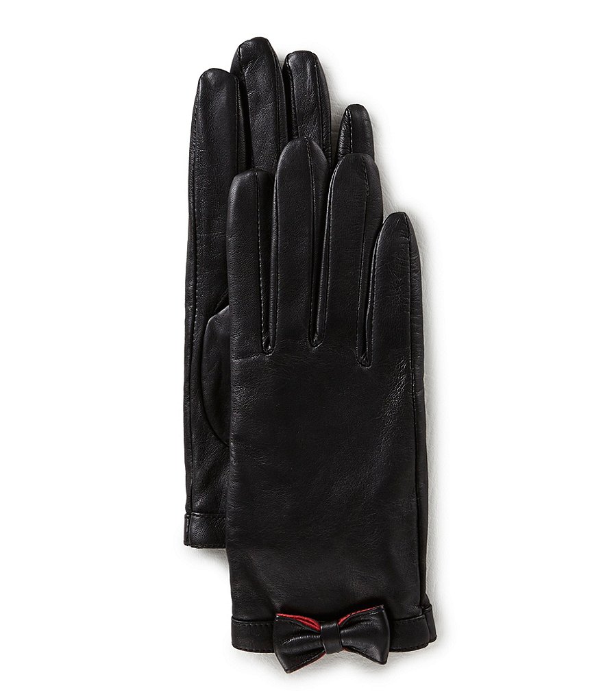 Dents Gloves Annabel Bow-Cuff Wool-Lined Leather Gloves