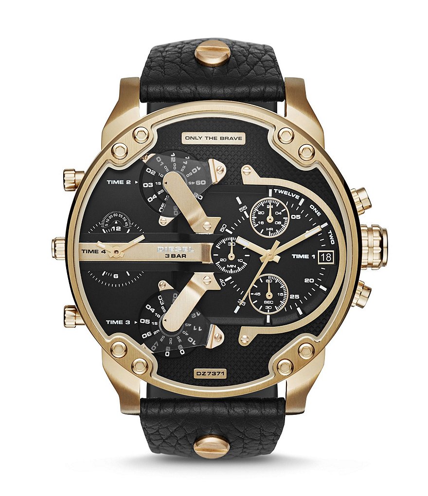 Diesel Mr Daddy 2.0 Leather Strap Stainless Steel Multifunction Watch
