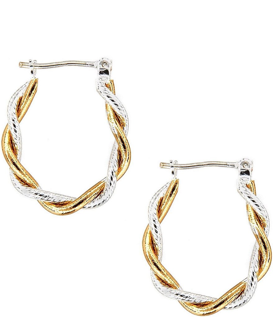 Dillard's Tailored Two-Tone Hoop Earrings