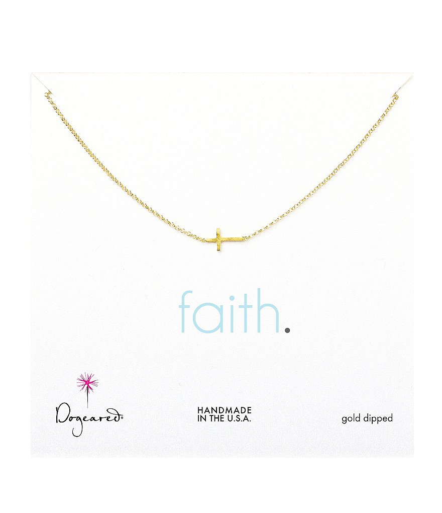 Dogeared Whispers Faith Small Sideways Delicate Cross Chain Necklace