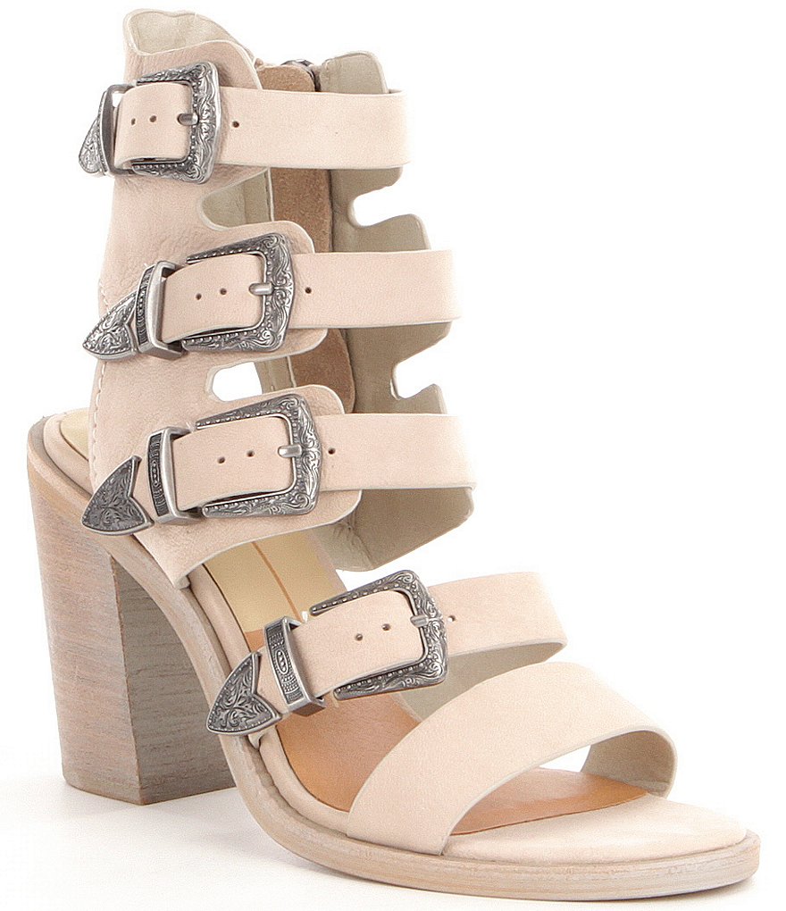 Dolce Vita Layell Multi Strap Buckle Stacked Block Heel Sandals