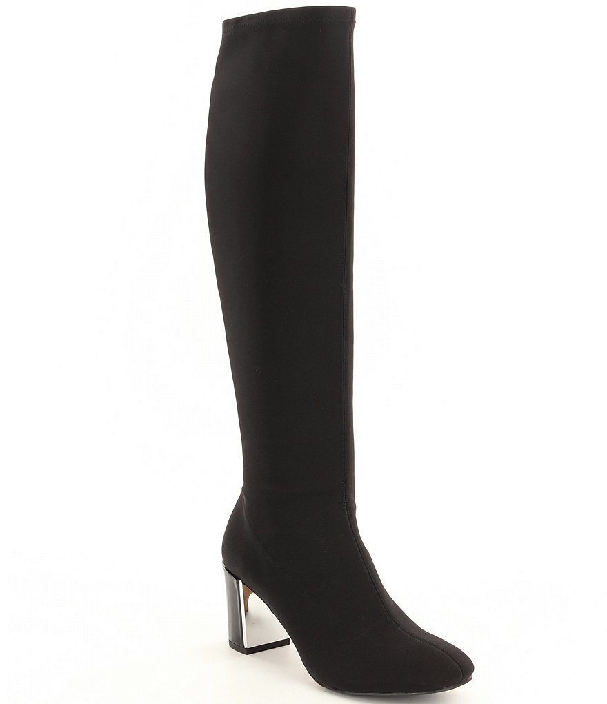 Donald J Pliner Carmack Stretch Crepe Block Heel Tall Boots