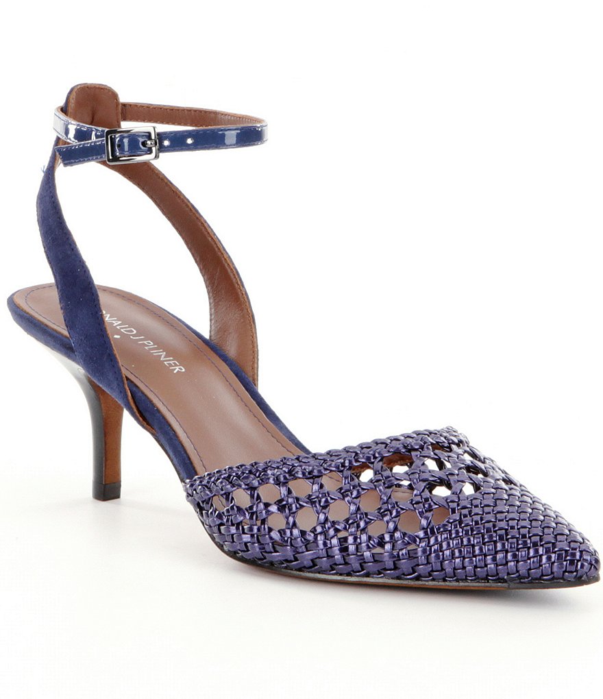 Donald J Pliner Fresia Metallic Leather and Suede Ankle Wrap Pump